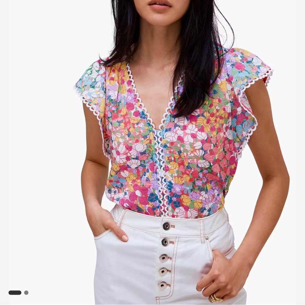 Kate Spade Floral Dots Burnout Blouse